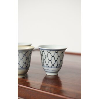 古伊万里 網手 煎茶碗 五客　P390 