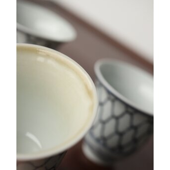 古伊万里 網手 煎茶碗 五客　P390 