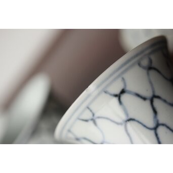 古伊万里 網手 煎茶碗 五客　P390 ホツ