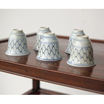 古伊万里 網手 煎茶碗 五客　P390 