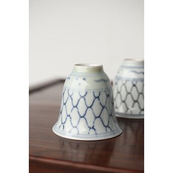 古伊万里 網手 煎茶碗 五客　P390 