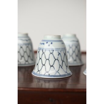 古伊万里 網手 煎茶碗 五客　P390 