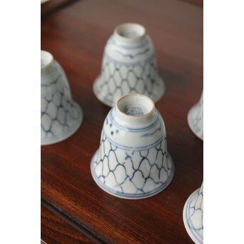 古伊万里 網手 煎茶碗 五客　P390 