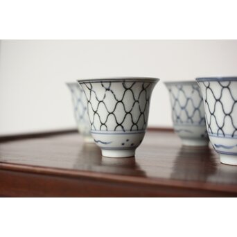 古伊万里 網手 煎茶碗 五客　P390 