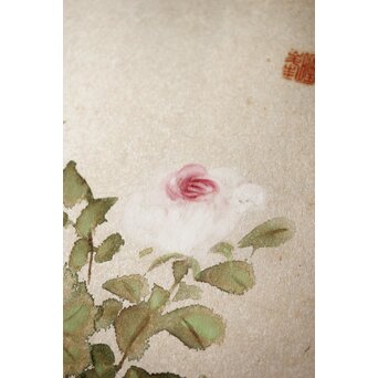 六人部暉峰【薔薇】額装　Z400 