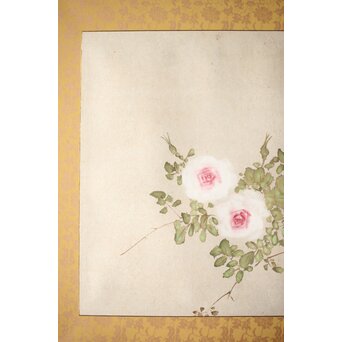 六人部暉峰【薔薇】額装　Z400 