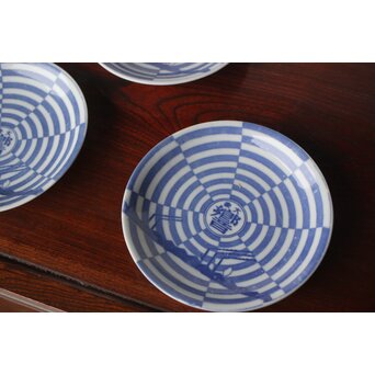 杉浦非水デザイン【響】図変わり 市松印判皿 5枚　P394 