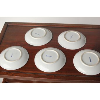 杉浦非水デザイン【響】図変わり 市松印判皿 5枚　P394 