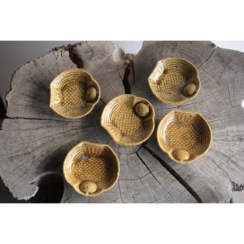 萬古焼 ふくら雀 小皿五客　P395