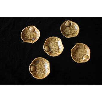 萬古焼 ふくら雀 小皿五客　P395 