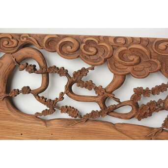 欅彫 松竹梅木彫欄間　R0291 