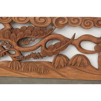 欅彫 松竹梅木彫欄間　R0291 