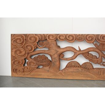 欅彫 松竹梅木彫欄間　R0291 