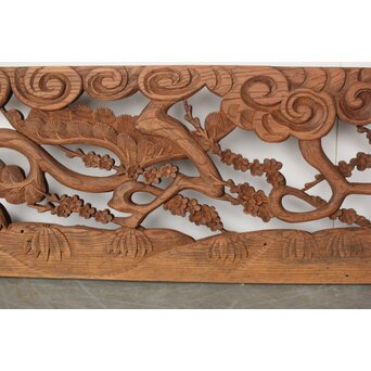 欅彫 松竹梅木彫欄間　R0291 