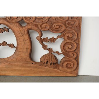 欅彫 松竹梅木彫欄間　R0291 