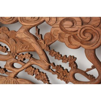 欅彫 松竹梅木彫欄間　R0291 