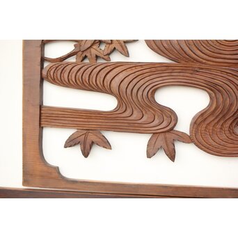 枠無 竜田川木彫欄間 2枚1組　R0292 