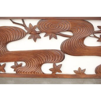 枠無 竜田川木彫欄間 2枚1組　R0292 