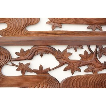 枠無 竜田川木彫欄間 2枚1組　R0292 