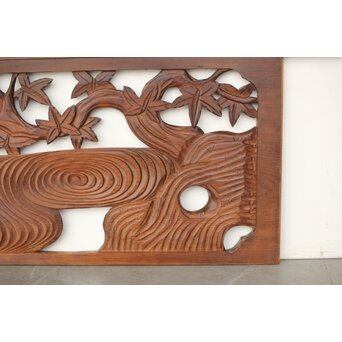 枠無 竜田川木彫欄間 2枚1組　R0292 