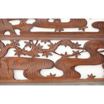 枠無 竜田川木彫欄間 2枚1組　R0292 