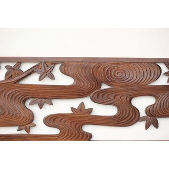 枠無 竜田川木彫欄間 2枚1組　R0292 