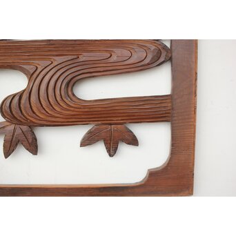 枠無 竜田川木彫欄間 2枚1組　R0292 