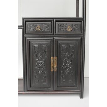 明清家具紅木紫檀意 唐木 博古架 違棚/飾棚　X406 明清家具らしい浮彫装飾