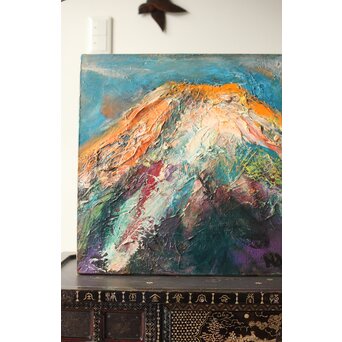 月形那比古『山』油彩 サイン有　Z402 