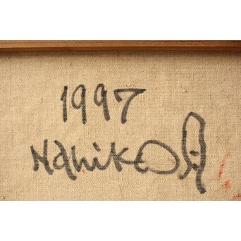 月形那比古『山』油彩 サイン有　Z402 