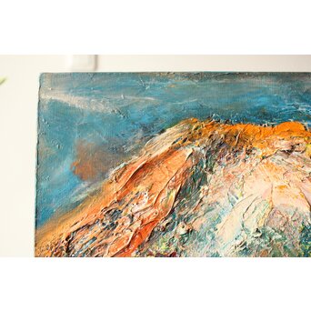 月形那比古『山』油彩 サイン有　Z402 