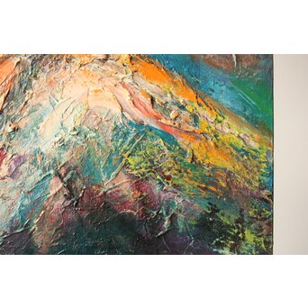 月形那比古『山』油彩 サイン有　Z402 