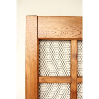 総欅 網の升格子蔵戸　W095YD 銅の編み　状態良し