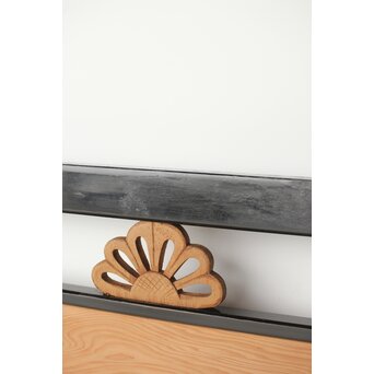 黒枠 菊と桐模様欄間 2枚1組　R0297 