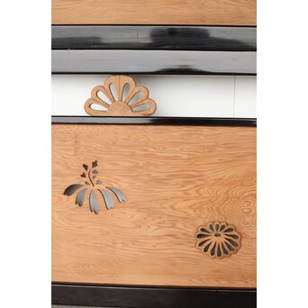 黒枠 菊と桐模様欄間 2枚1組　R0297 