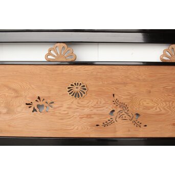 黒枠 菊と桐模様欄間 2枚1組　R0297 