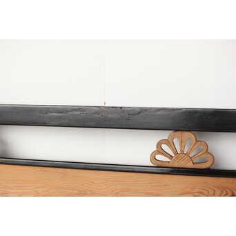 黒枠 菊と桐模様欄間 2枚1組　R0297 