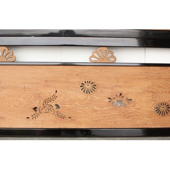 黒枠 菊と桐模様欄間 2枚1組　R0297 