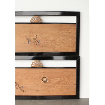 黒枠 菊と桐模様欄間 2枚1組　R0297 