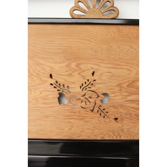 黒枠 菊と桐模様欄間 2枚1組　R0297 