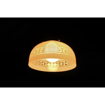 古手 乳白色ガラス被切子電笠　A070 