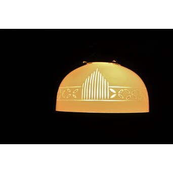 古手 乳白色ガラス被切子電笠　A070 