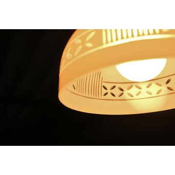 古手 乳白色ガラス被切子電笠　A070 