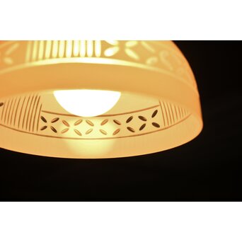 古手 乳白色ガラス被切子電笠　A070 