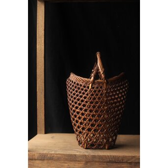 初代 田辺竹雲斎 竹卷竹花籠　U328 