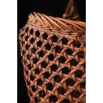 初代 田辺竹雲斎 竹卷竹花籠　U328 