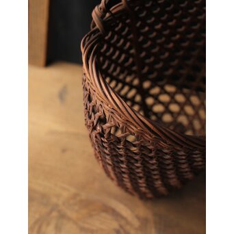 初代 田辺竹雲斎 竹卷竹花籠　U328 