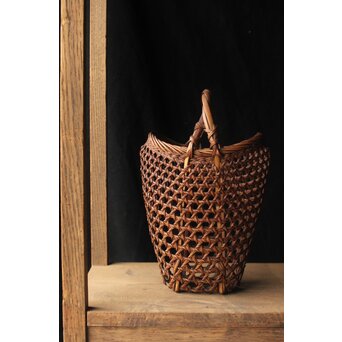 初代 田辺竹雲斎 竹卷竹花籠　U328