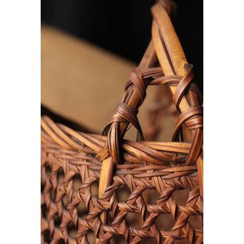 初代 田辺竹雲斎 竹卷竹花籠　U328 