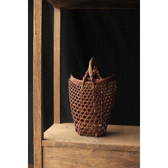 初代 田辺竹雲斎 竹卷竹花籠　U328 